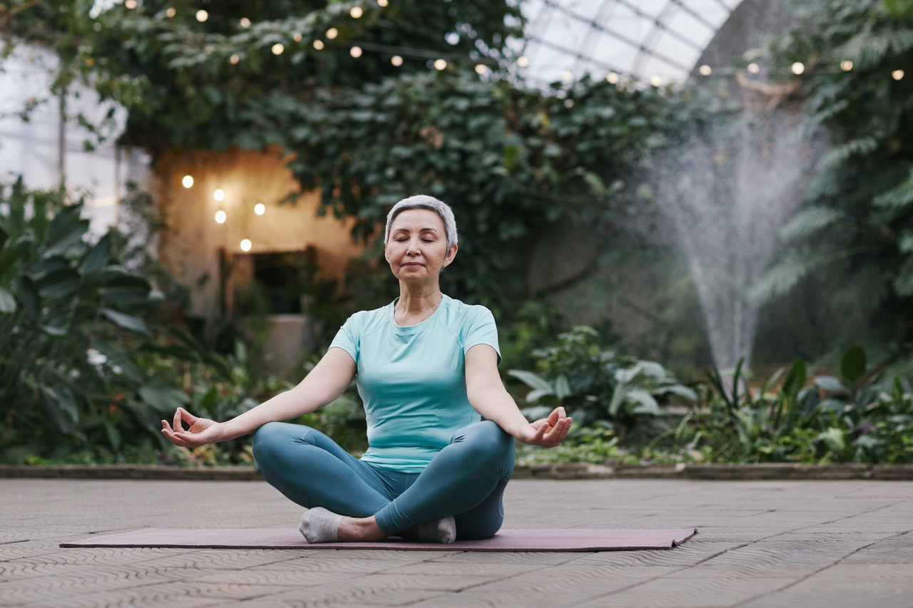 senior meditating